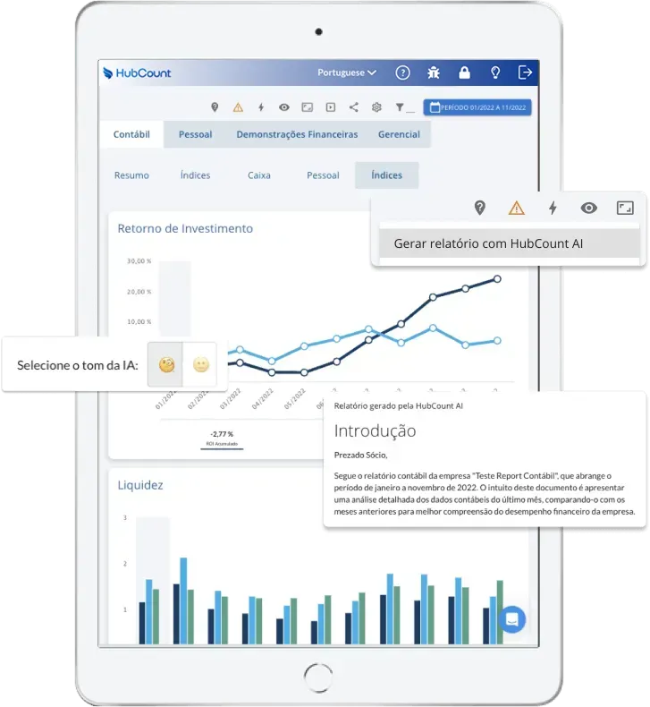 Cliente vendo o dashboard do HubCount BI
